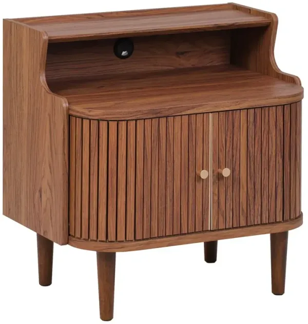 Senra Fluted Nightstand With Hutch