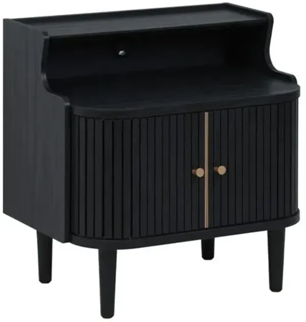 Senra Fluted Nightstand With Hutch