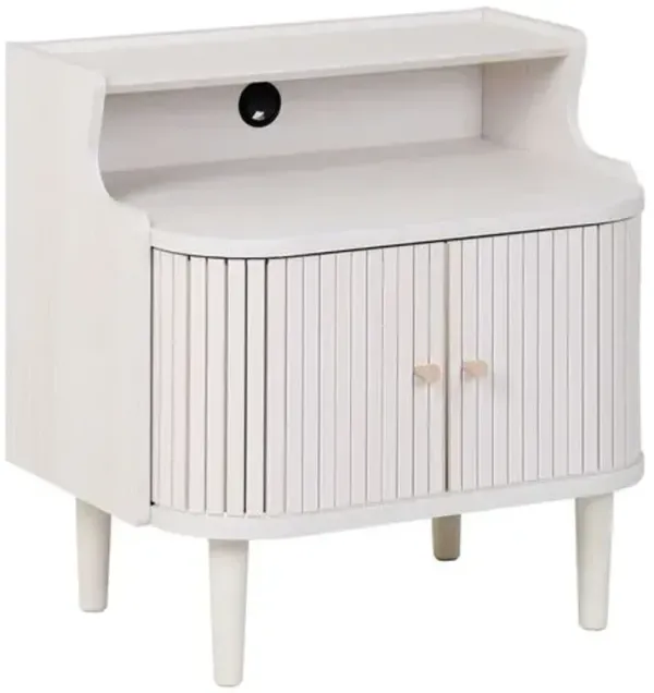 Senra Fluted Nightstand With Hutch