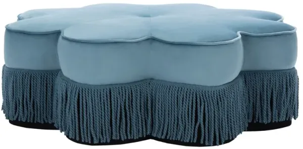 Oshen Velvet Flower Fringe Ottoman