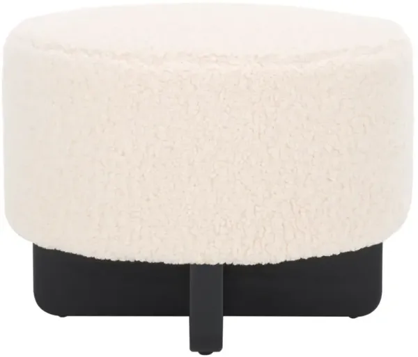 Evalan Faux Shearling Round Ottoman
