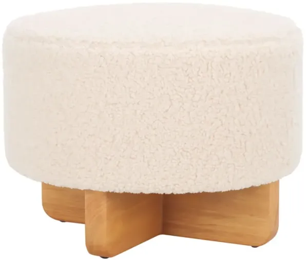 Evalan Faux Shearling Round Ottoman