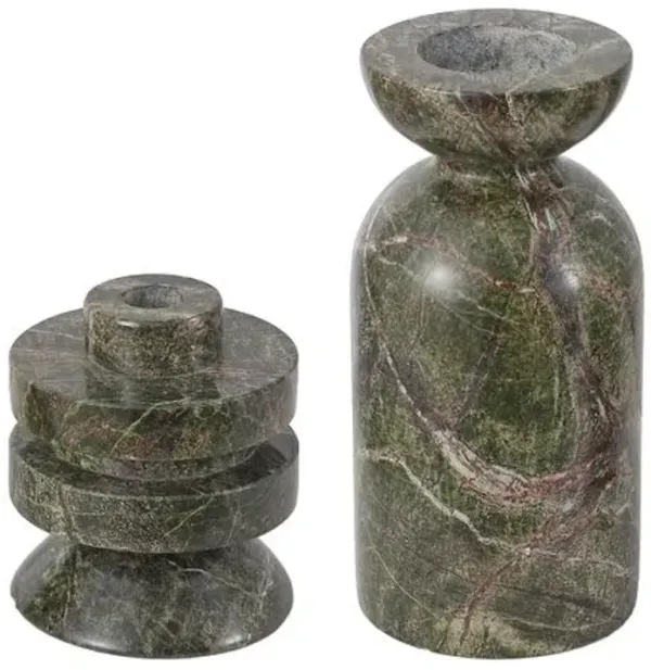 Set of 2 Jesper Candle Holders - Green/Red