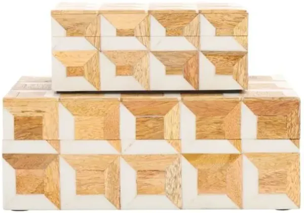 Set of 2 Mandi Decor Boxes - Brown
