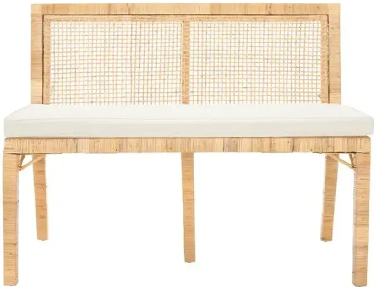 Dorenis Rattan Accent Bench - Natural - White