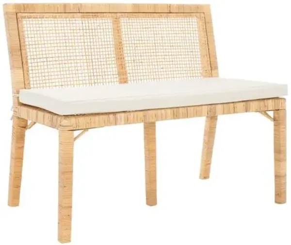 Dorenis Rattan Accent Bench - Natural - White