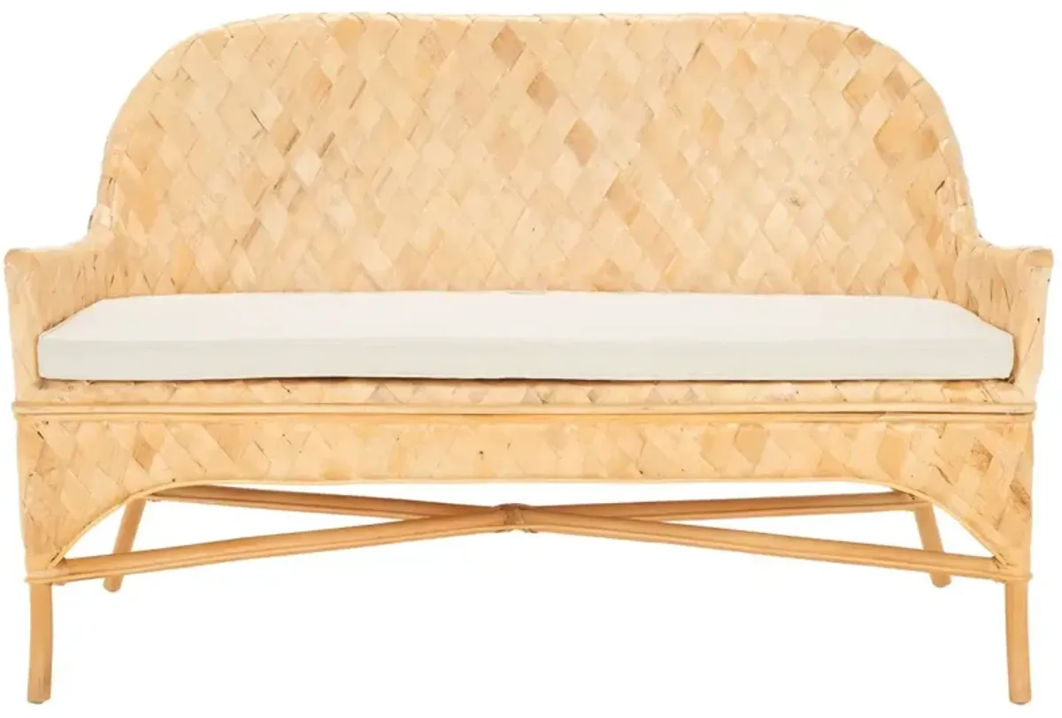 Torina Woven Accent Bench, Natural/White