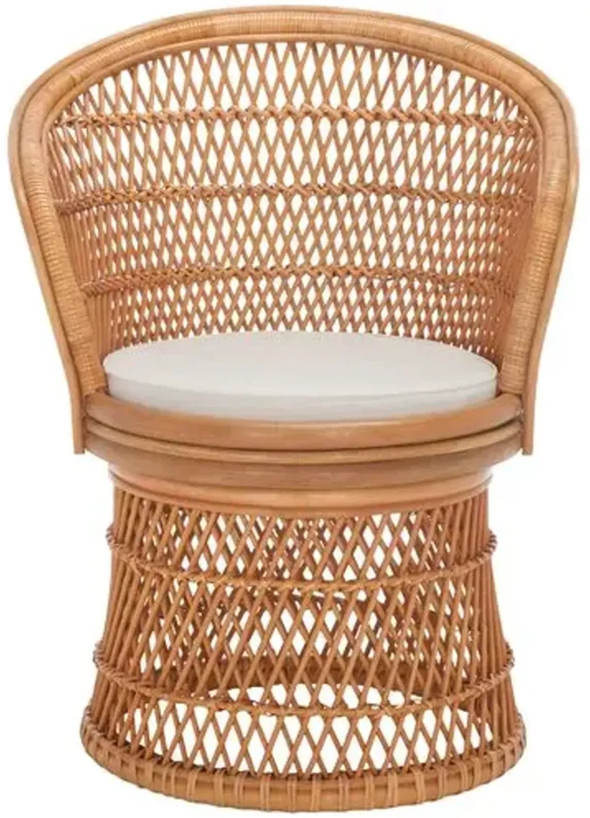Teyreth Swivel Accent Rattan Chair with Cushion - Brown