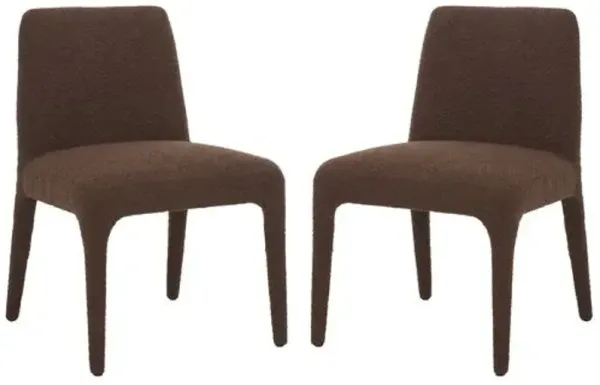 Set of 2 Truitt Boucle Dining Side Chairs - Brown
