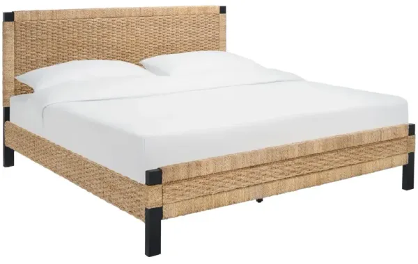 Dravenir Woven Banana Stem Bed, Natural/Black