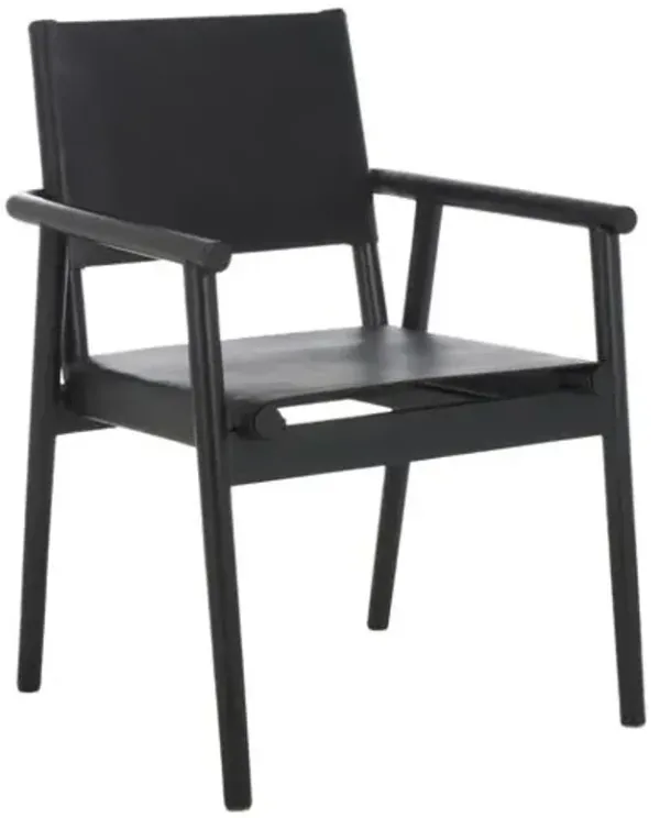 Veyrier Leather Dining Arm Chair - Black