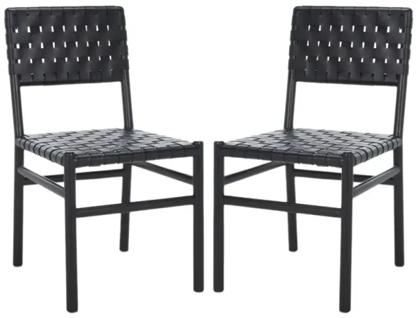 S/2 Aedricel Woven Leather Dining Side Chairs
