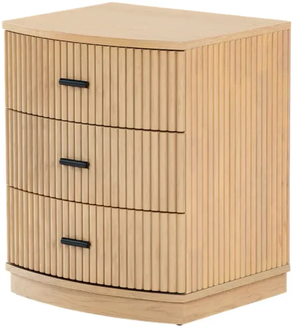 Evarett 3-Drawer Fluted Nightstand