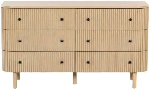 Evarett 6-Drawer Fluted Dresser