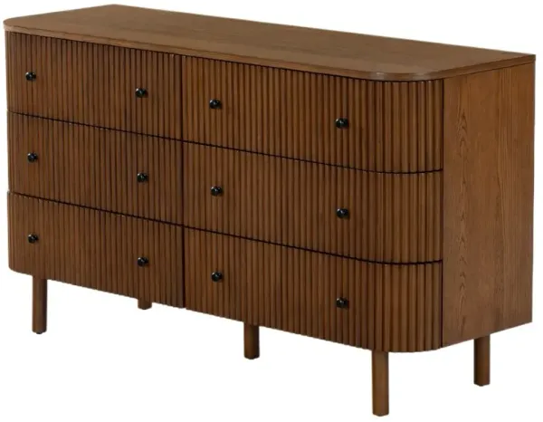 Evarett 6-Drawer Fluted Dresser