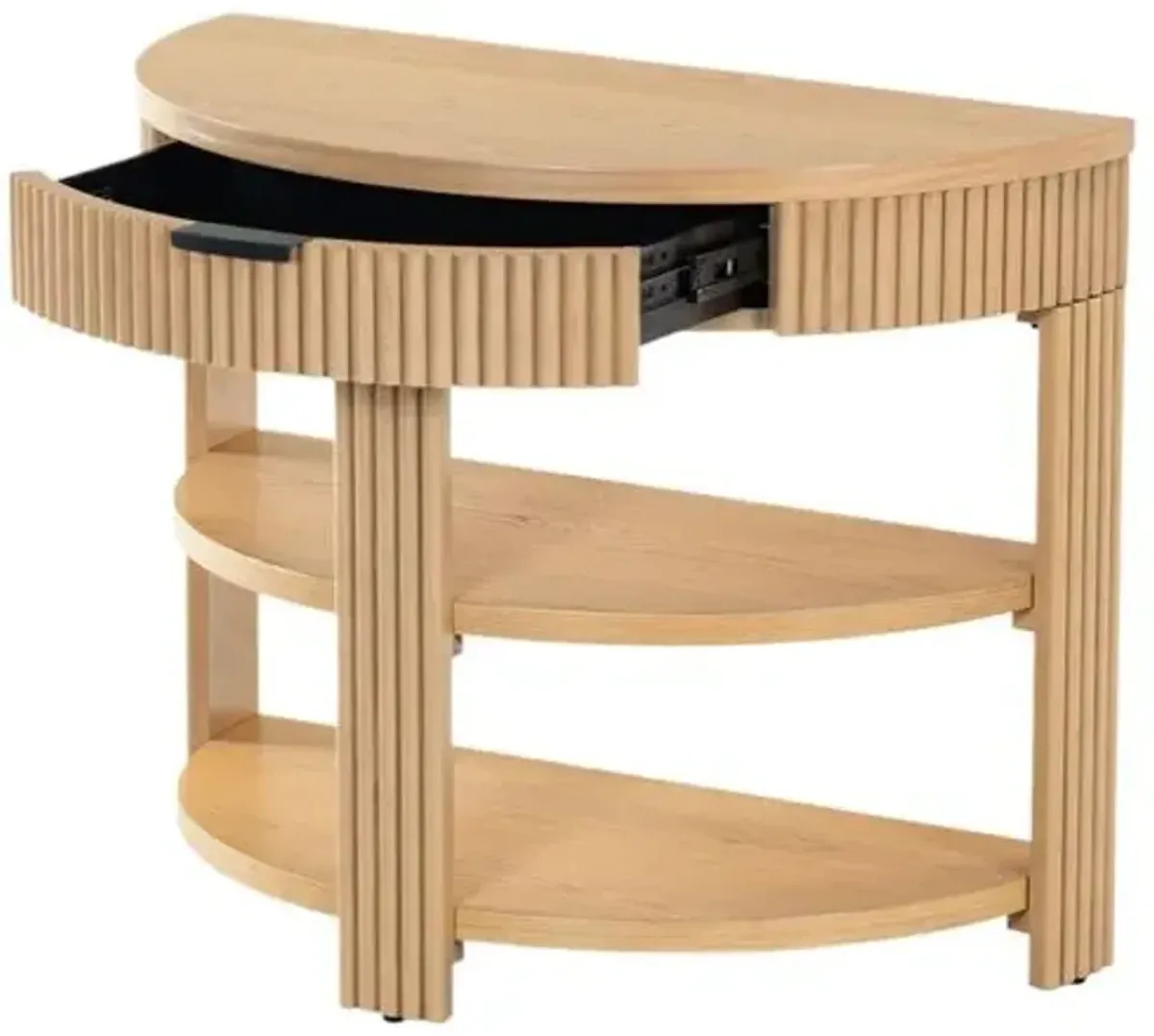 Evarett Half Moon Fluted Console Table - Brown