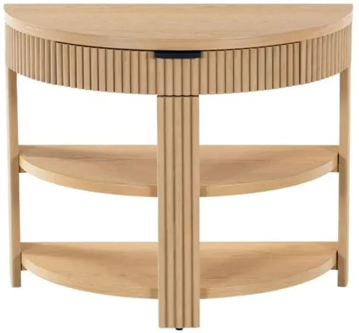 Evarett Half Moon Fluted Console Table - Brown