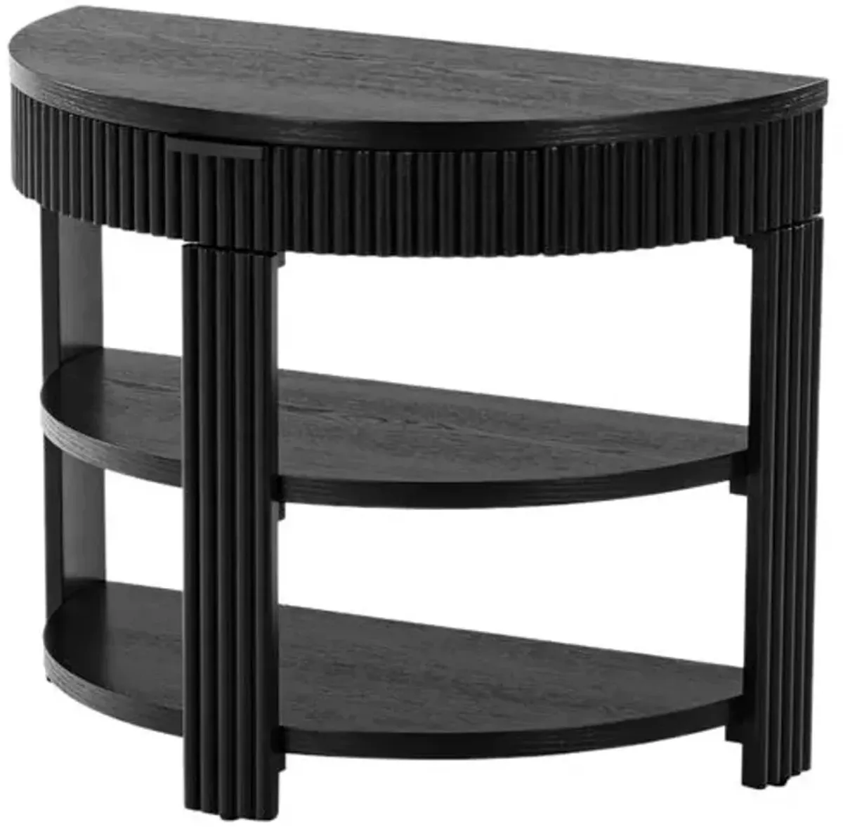 Evarett Half Moon Fluted Console Table - Black