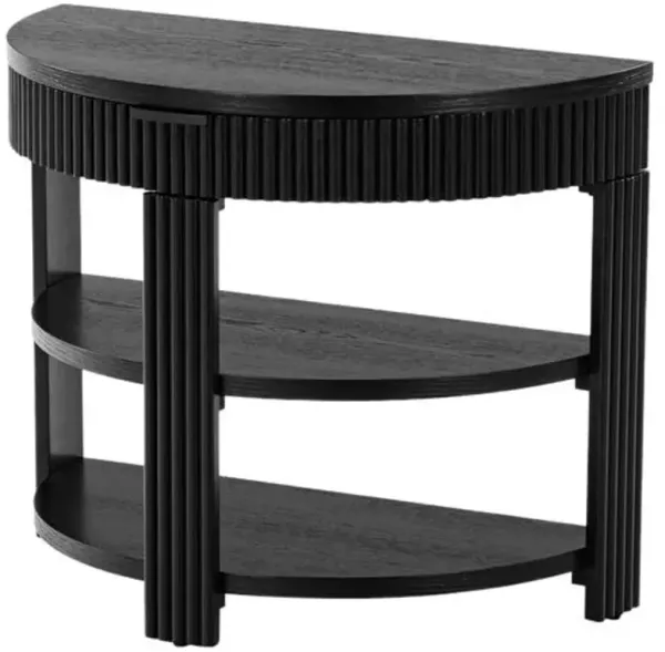 Evarett Half Moon Fluted Console Table - Black