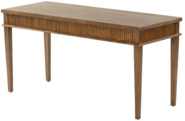 Evarett 1-Drawer Fluted Desk - Brown