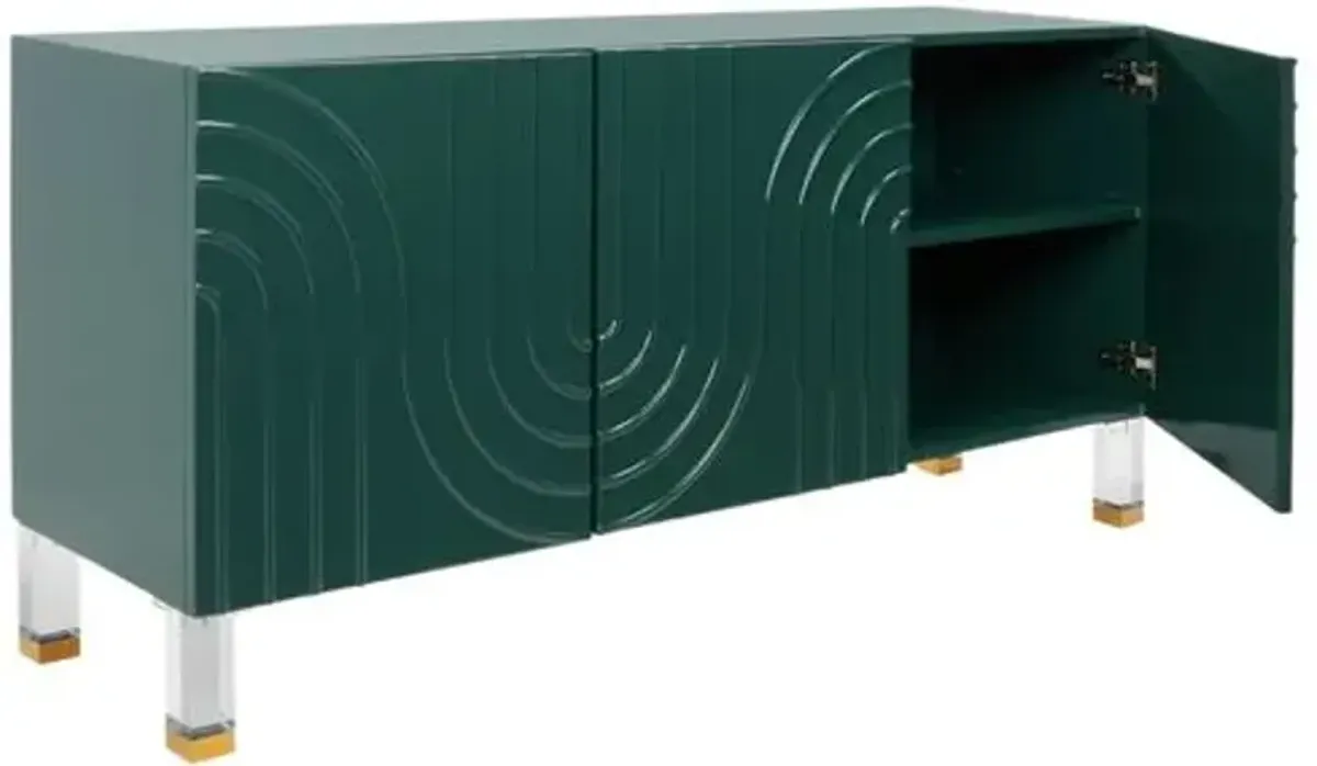 Serrena Wave Acrylic 3-Door Sideboard - Green