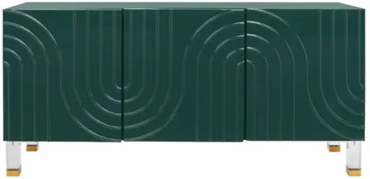 Serrena Wave Acrylic 3-Door Sideboard - Green