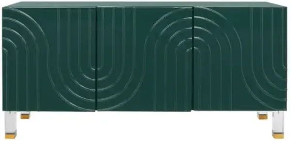Serrena Wave Acrylic 3-Door Sideboard - Green