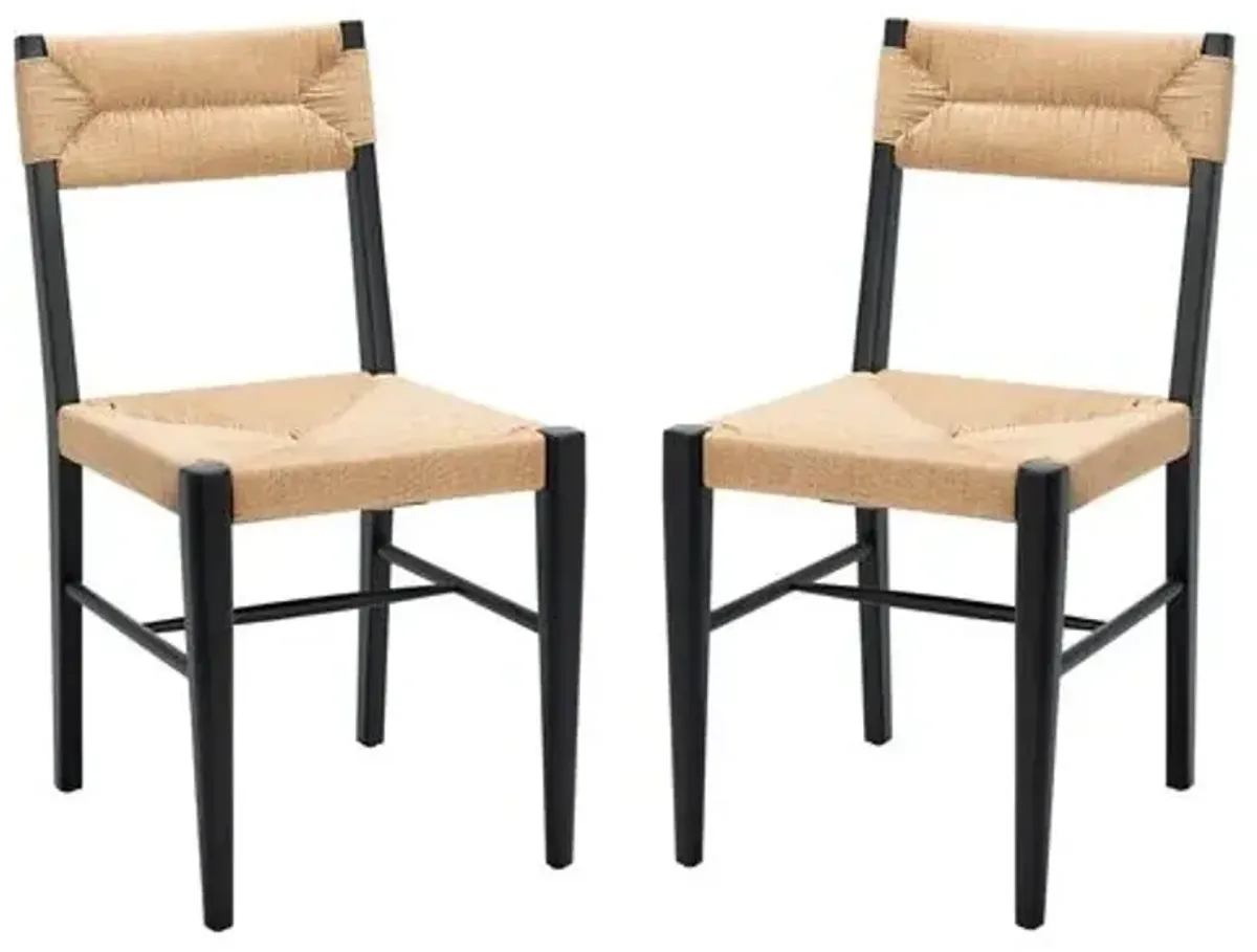 Set of 2 Chery Rattan Dining Side Chairs - Brown