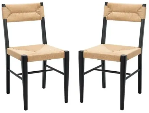 Set of 2 Chery Rattan Dining Side Chairs - Brown