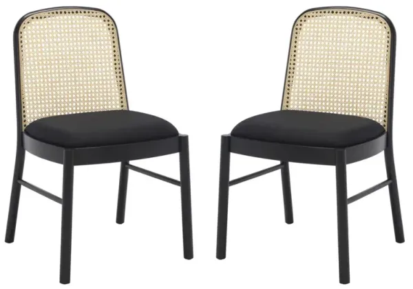 S/2 Ione Rattan Back Linen Chairs