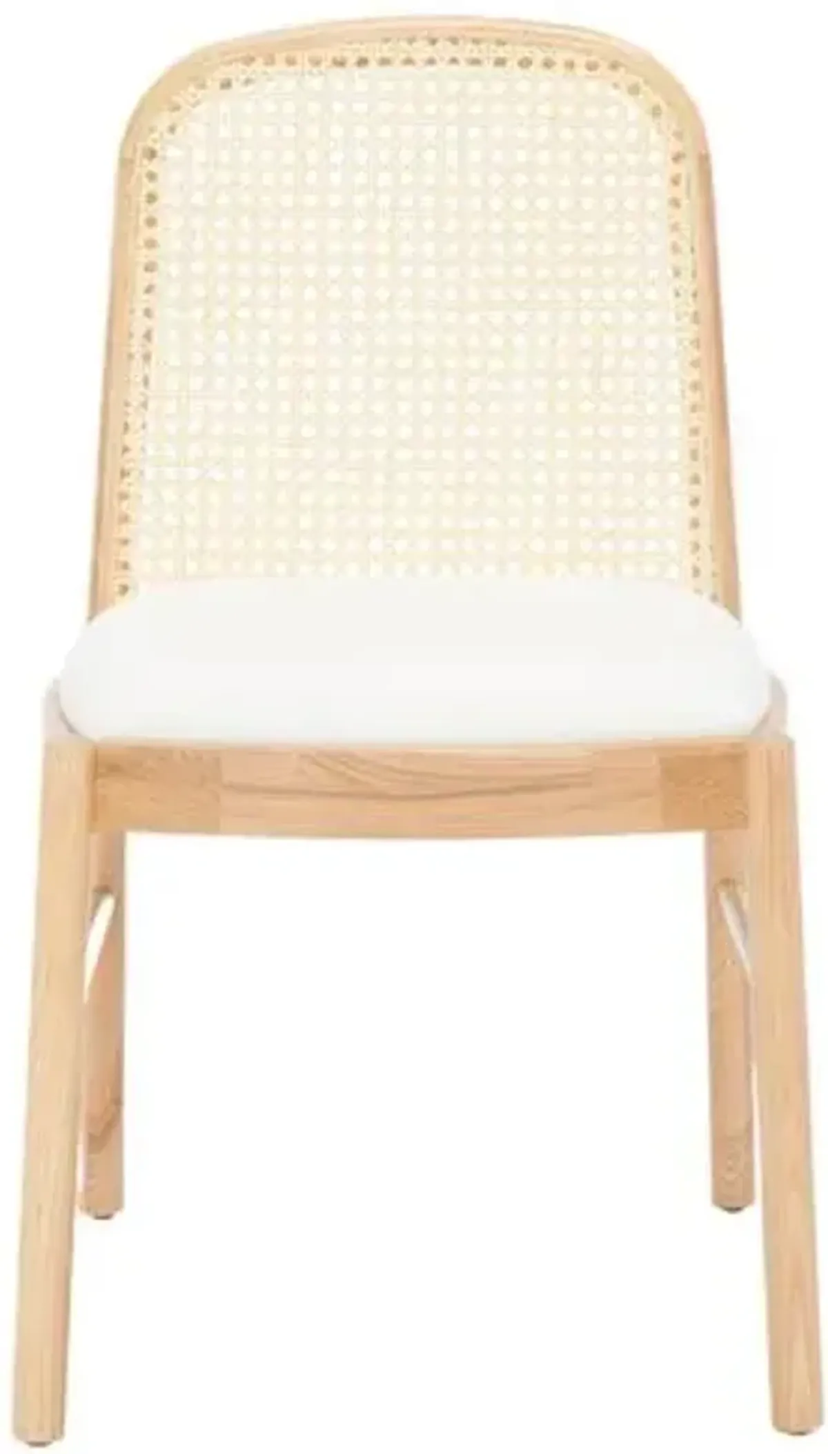 Set of 2 Ione Rattan Back Linen Chairs - Brown