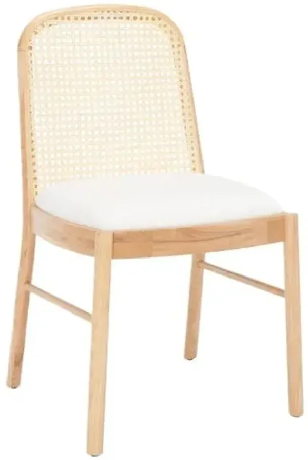 Set of 2 Ione Rattan Back Linen Chairs - Brown