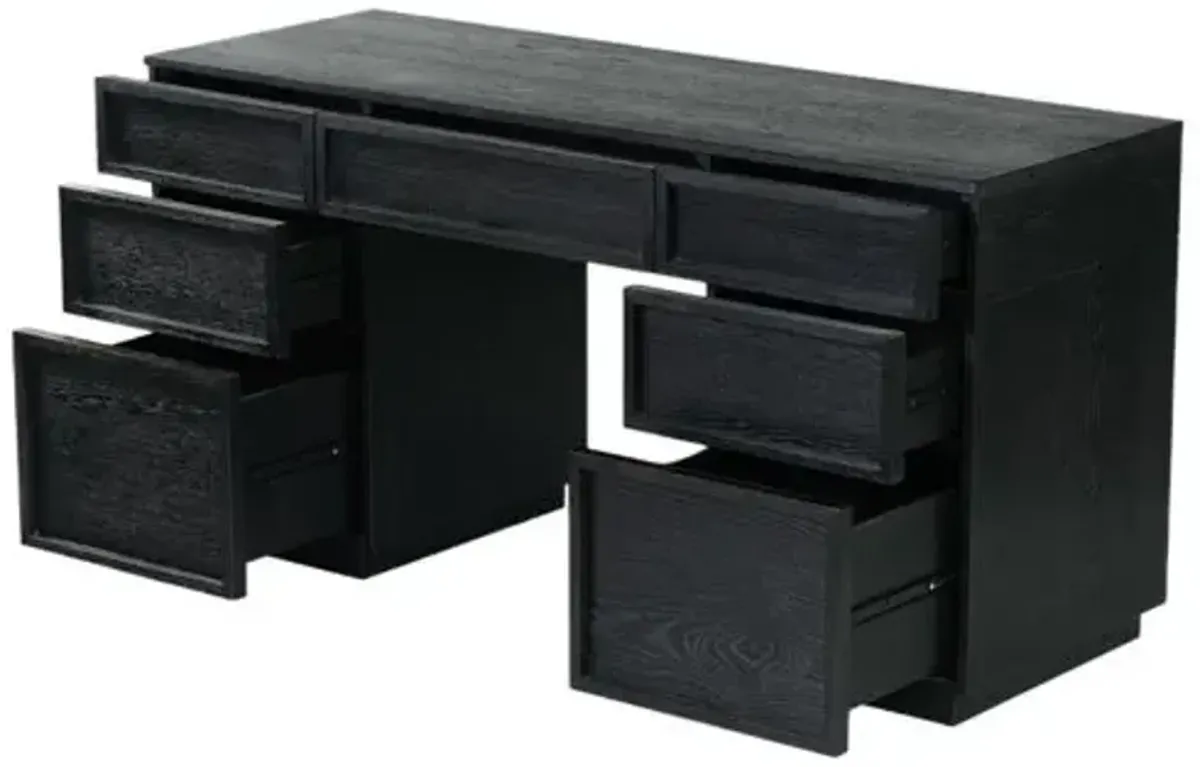 Solinor 7-Drawer Desk - Black