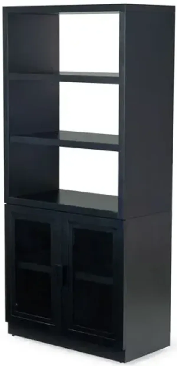 Rivenis Glass Cabinet Bookcase - Black