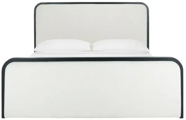 Kyrel Boucle Bed w/ Footboard, Ivory/Black