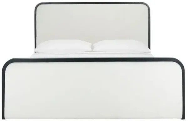 Kyrel Boucle Bed with Footboard - Ivory/Black - White