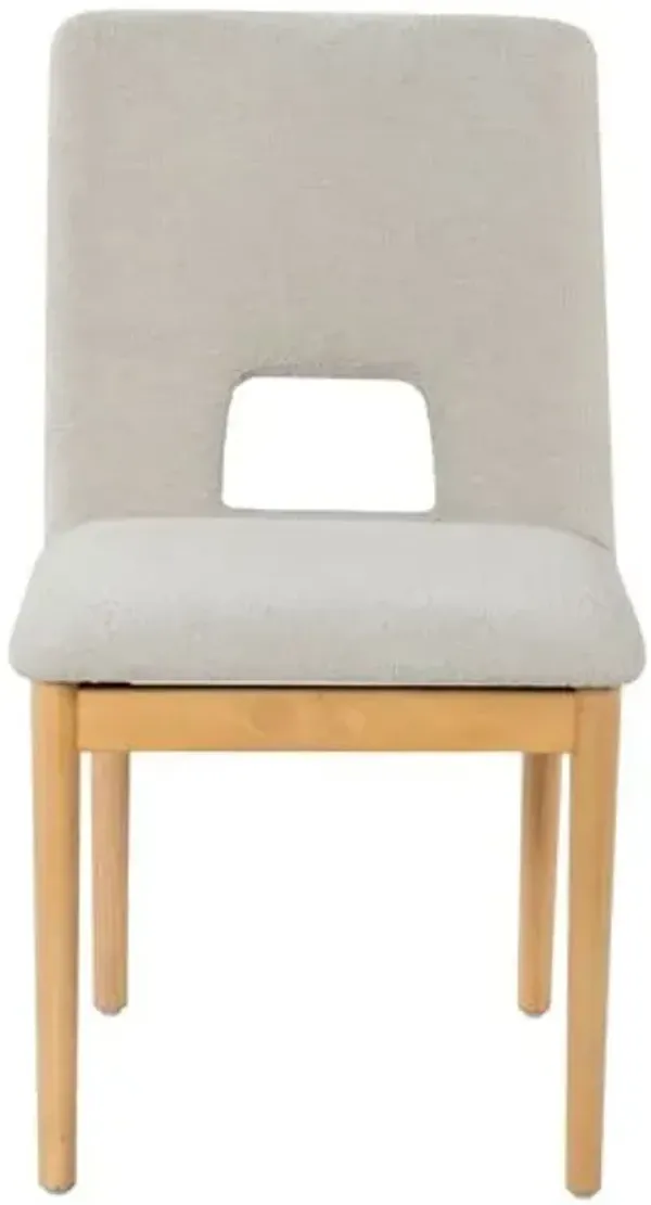 Set of 2 Fera Boucle Dining Side Chairs - Beige/Natural