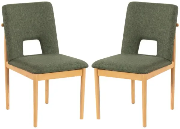 S/2 Fera Dining Side Chairs, Green/Natural