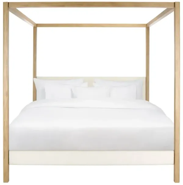 Lorae King Canopy Bed, Ivory/Natural