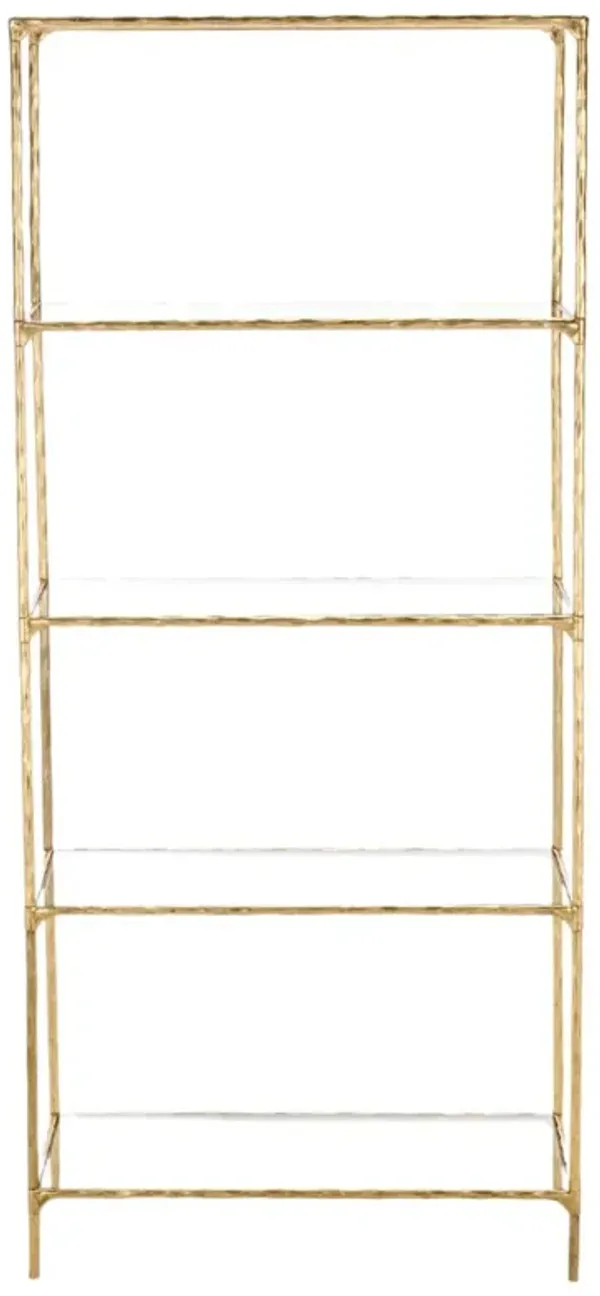 Lizbeth Forged Iron 5-Shelf Bookshelf - Brass - Gold