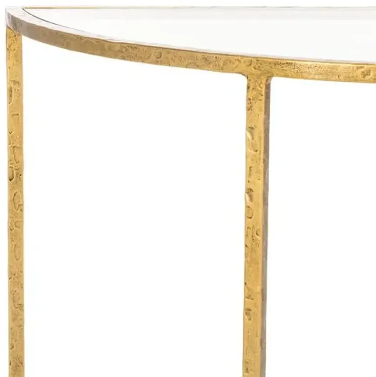 Novanan Forged Iron and Glass Demilune Console Table - Clear