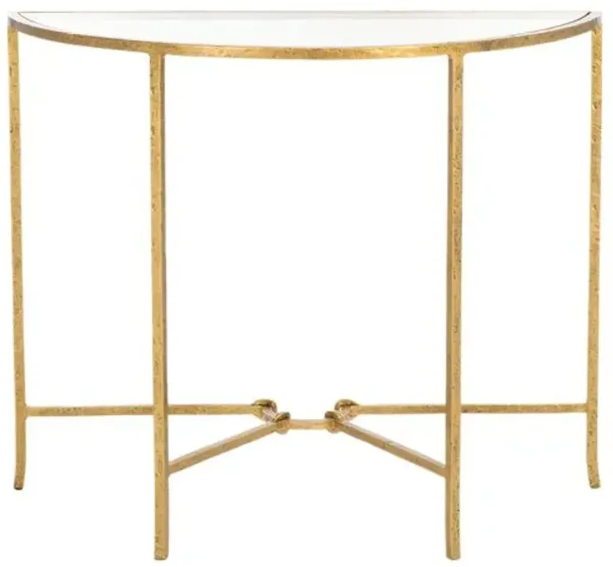 Novanan Forged Iron and Glass Demilune Console Table - Clear