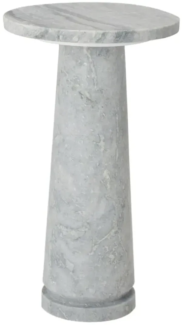Calisan Round Marble Accent/Drink Table - Gray