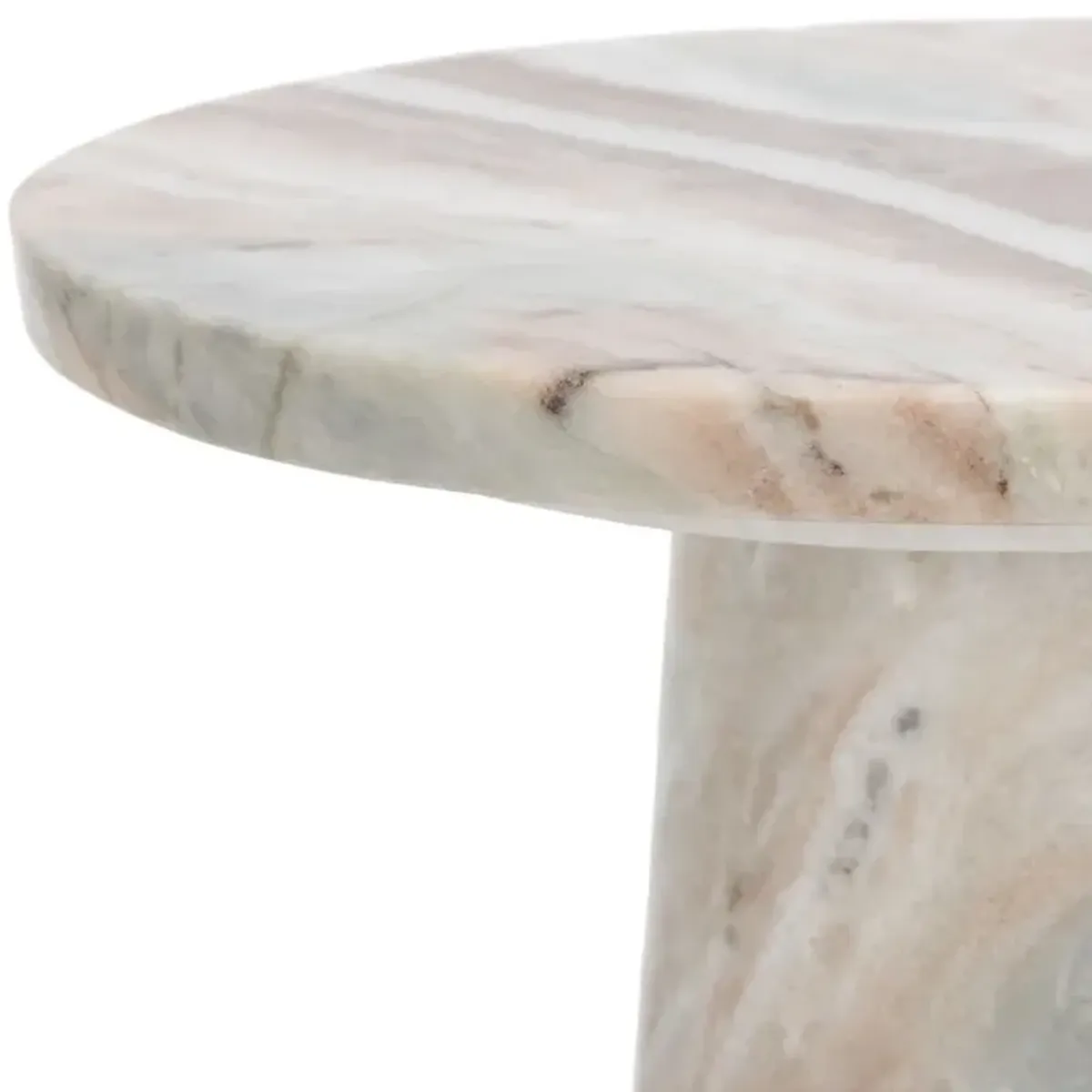 Calisan Round Marble Accent/Drink Table - White