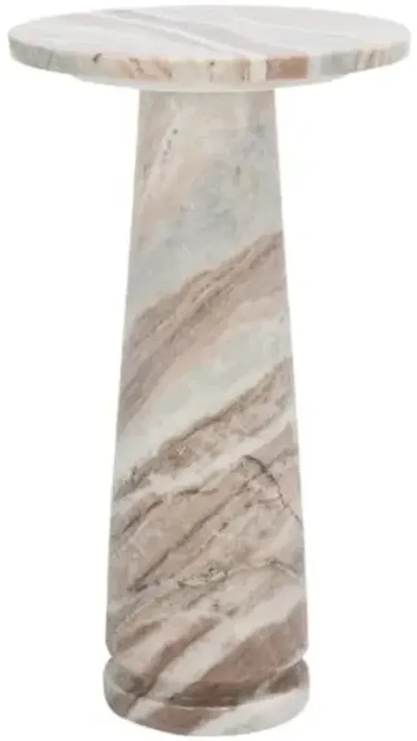 Calisan Round Marble Accent/Drink Table - White