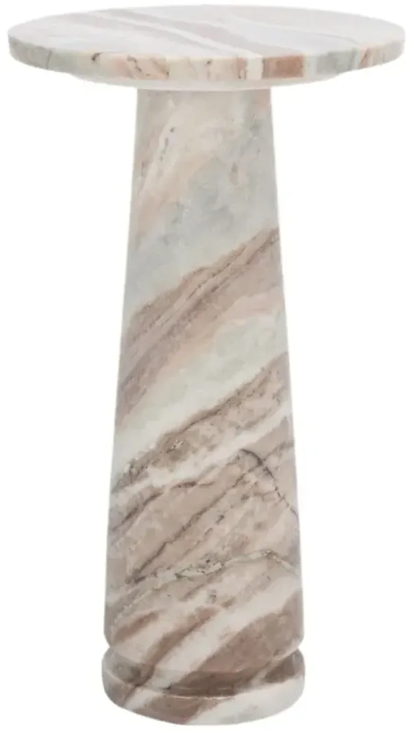 Calisan Round Marble Accent/Drink Table - White