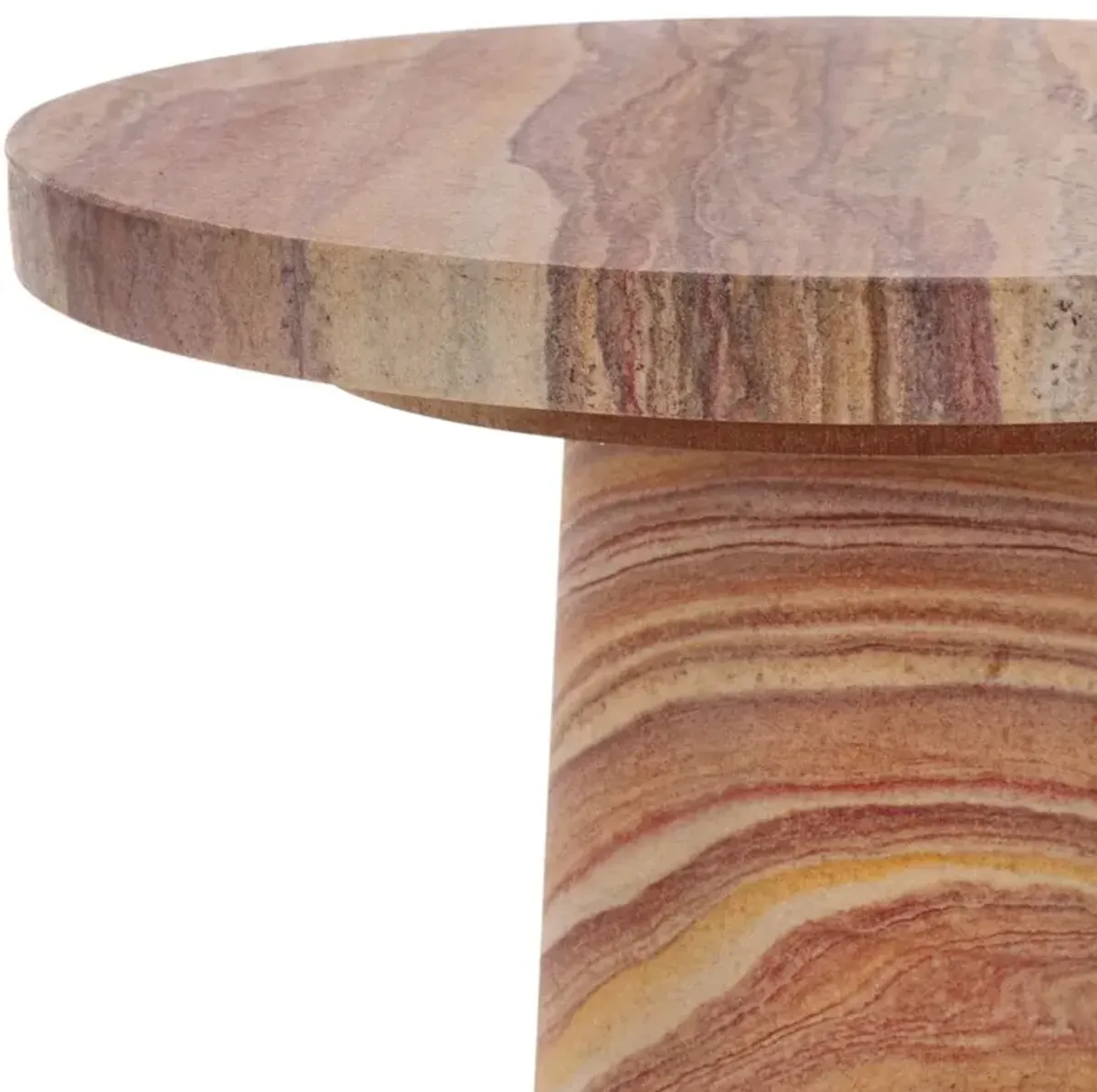 Calisan Round Marble Accent/Drink Table - Brown