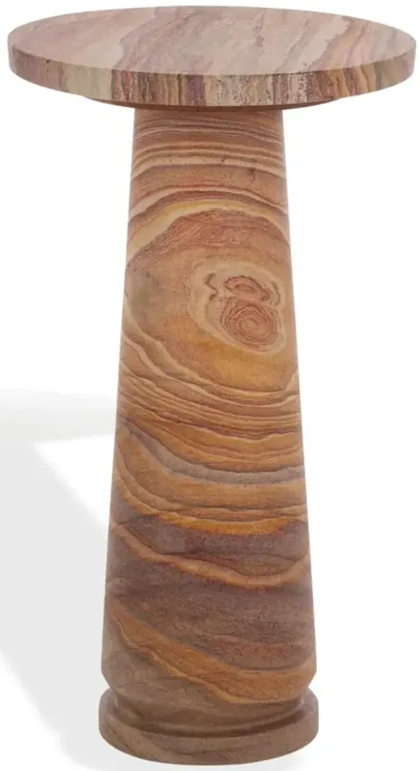 Calisan Round Marble Accent/Drink Table - Brown