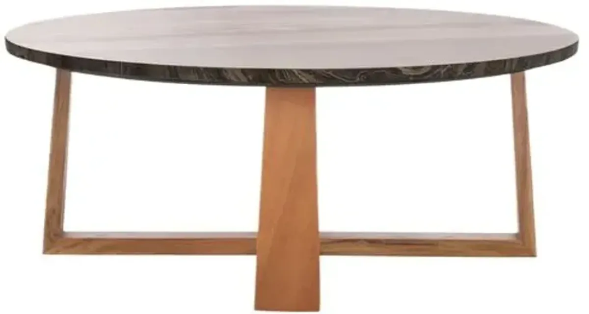 Elarann Marble Top Coffee Table - Brown/Natural