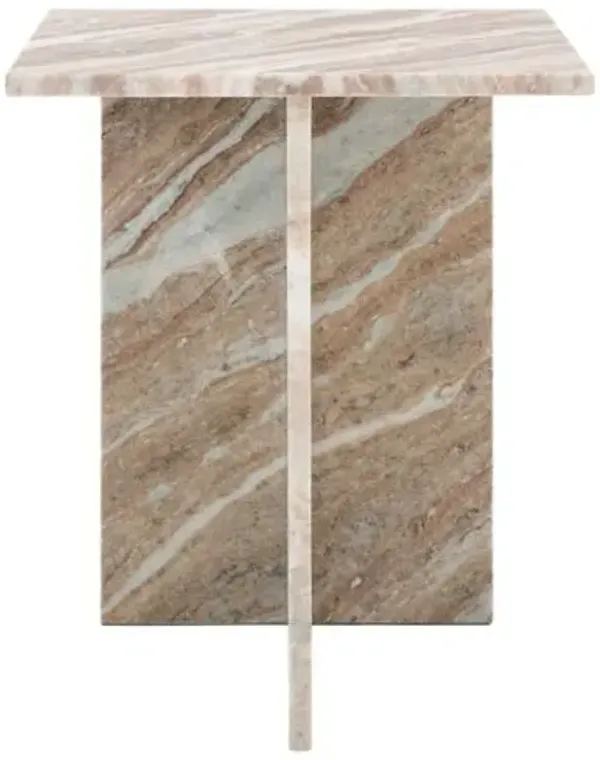 Cyriceth Marble Accent Table - White - 22Hx18Wx18D in